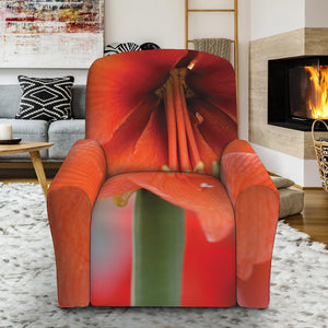 Orange Amaryllis Print Recliner Slipcover