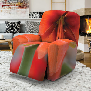 Orange Amaryllis Print Recliner Slipcover