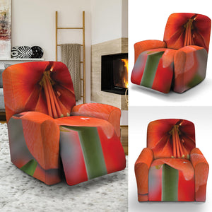 Orange Amaryllis Print Recliner Slipcover