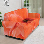 Orange Amaryllis Print Sofa Cover