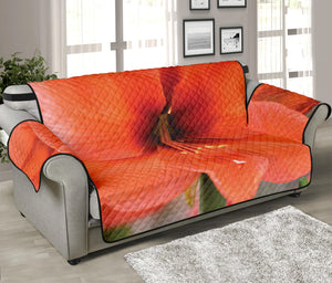 Orange Amaryllis Print Sofa Protector