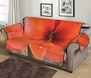 Orange Amaryllis Print Sofa Protector