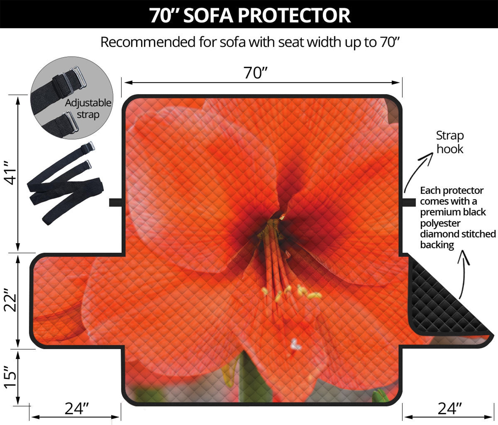 Orange Amaryllis Print Sofa Protector