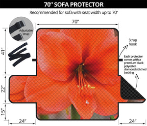 Orange Amaryllis Print Sofa Protector