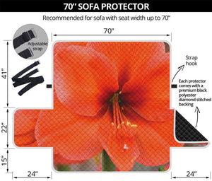 Orange Amaryllis Print Sofa Protector