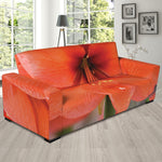 Orange Amaryllis Print Sofa Slipcover