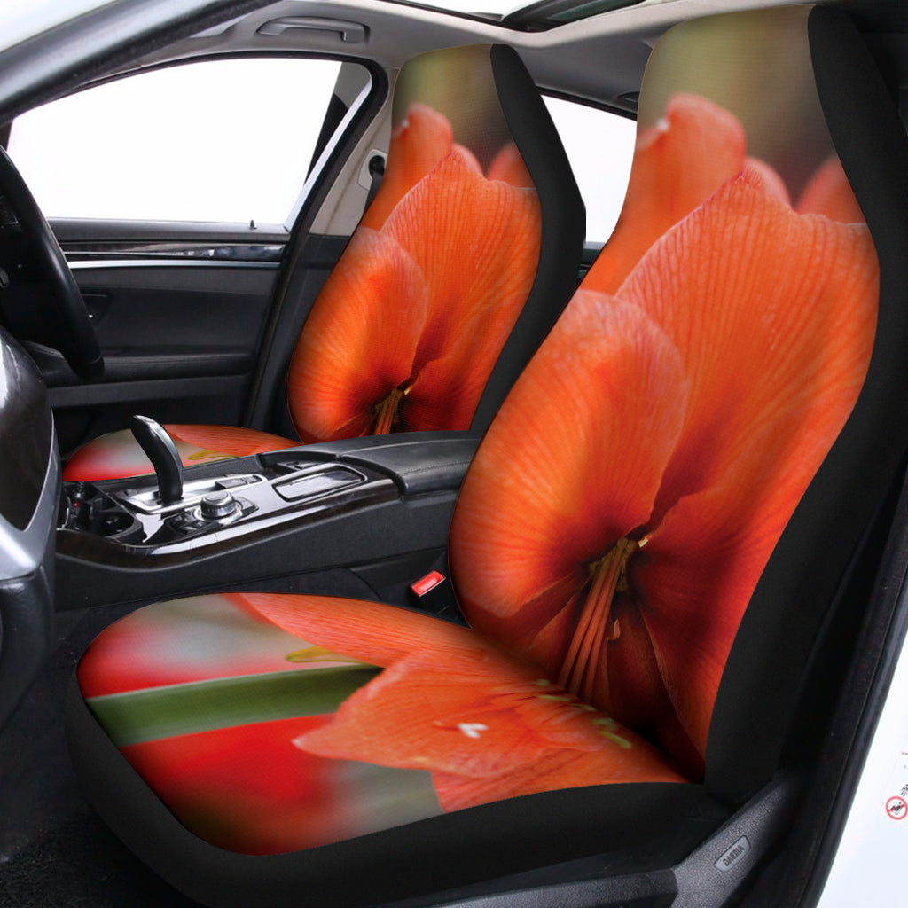 Orange Amaryllis Print Universal Fit Car Seat Covers