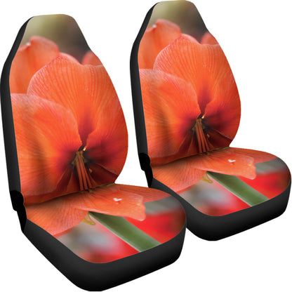 Orange Amaryllis Print Universal Fit Car Seat Covers