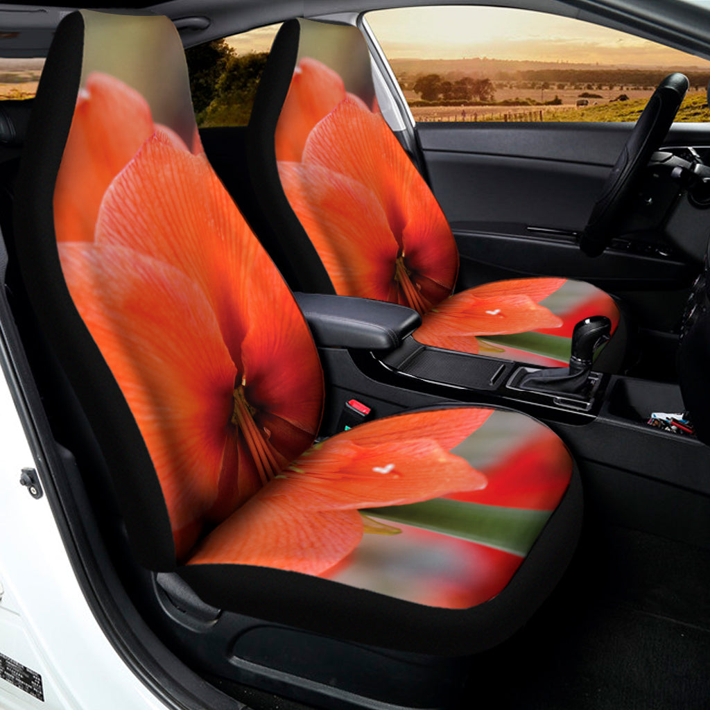 Orange Amaryllis Print Universal Fit Car Seat Covers