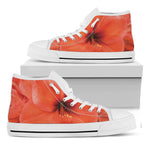 Orange Amaryllis Print White High Top Shoes