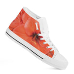 Orange Amaryllis Print White High Top Shoes