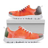 Orange Amaryllis Print White Sneakers