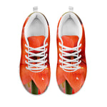 Orange Amaryllis Print White Sneakers