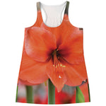 Orange Amaryllis Print Women's Racerback Tank Top