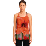 Orange Amaryllis Print Women's Racerback Tank Top