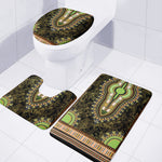 Orange And Black African Dashiki Print 3 Piece Bath Mat Set