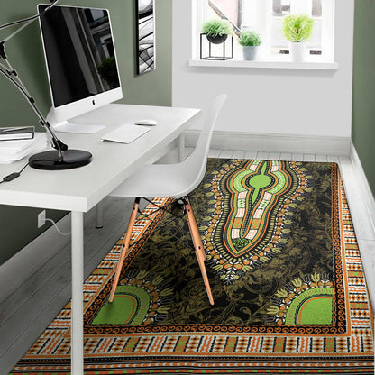 Orange And Black African Dashiki Print Area Rug
