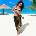 Orange And Black African Dashiki Print Beach Sarong Wrap
