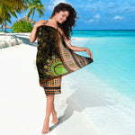 Orange And Black African Dashiki Print Beach Sarong Wrap