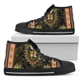 Orange And Black African Dashiki Print Black High Top Sneakers