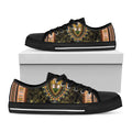 Orange And Black African Dashiki Print Black Low Top Sneakers