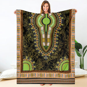 Orange And Black African Dashiki Print Blanket