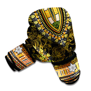 Orange And Black African Dashiki Print Boxing Gloves