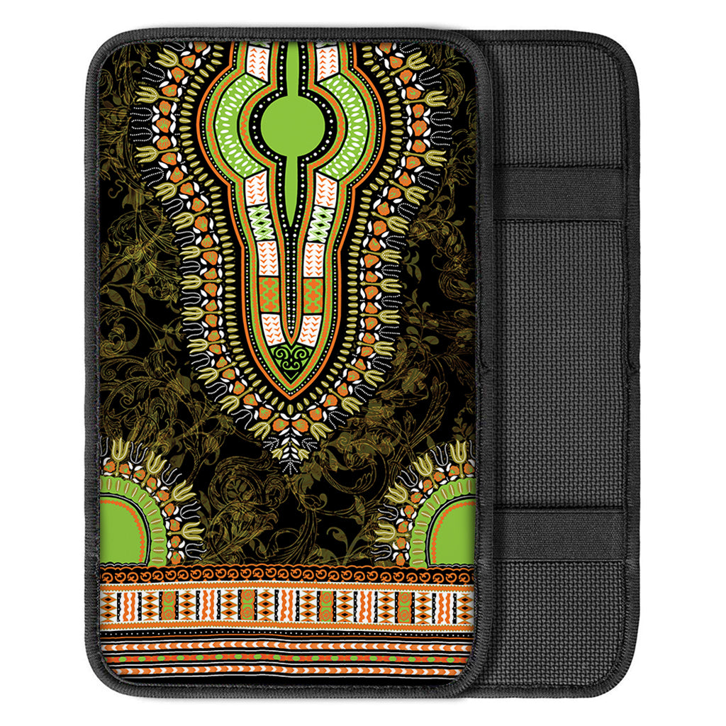 Orange And Black African Dashiki Print Car Center Console Cover