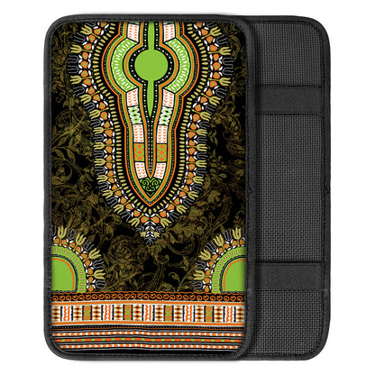Orange And Black African Dashiki Print Car Center Console Cover