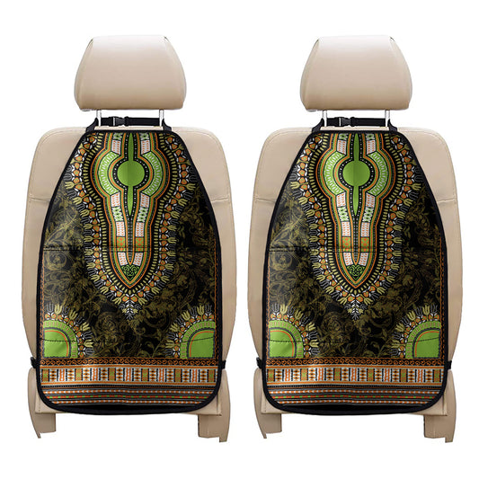 Orange And Black African Dashiki Print Car Seat Organizers