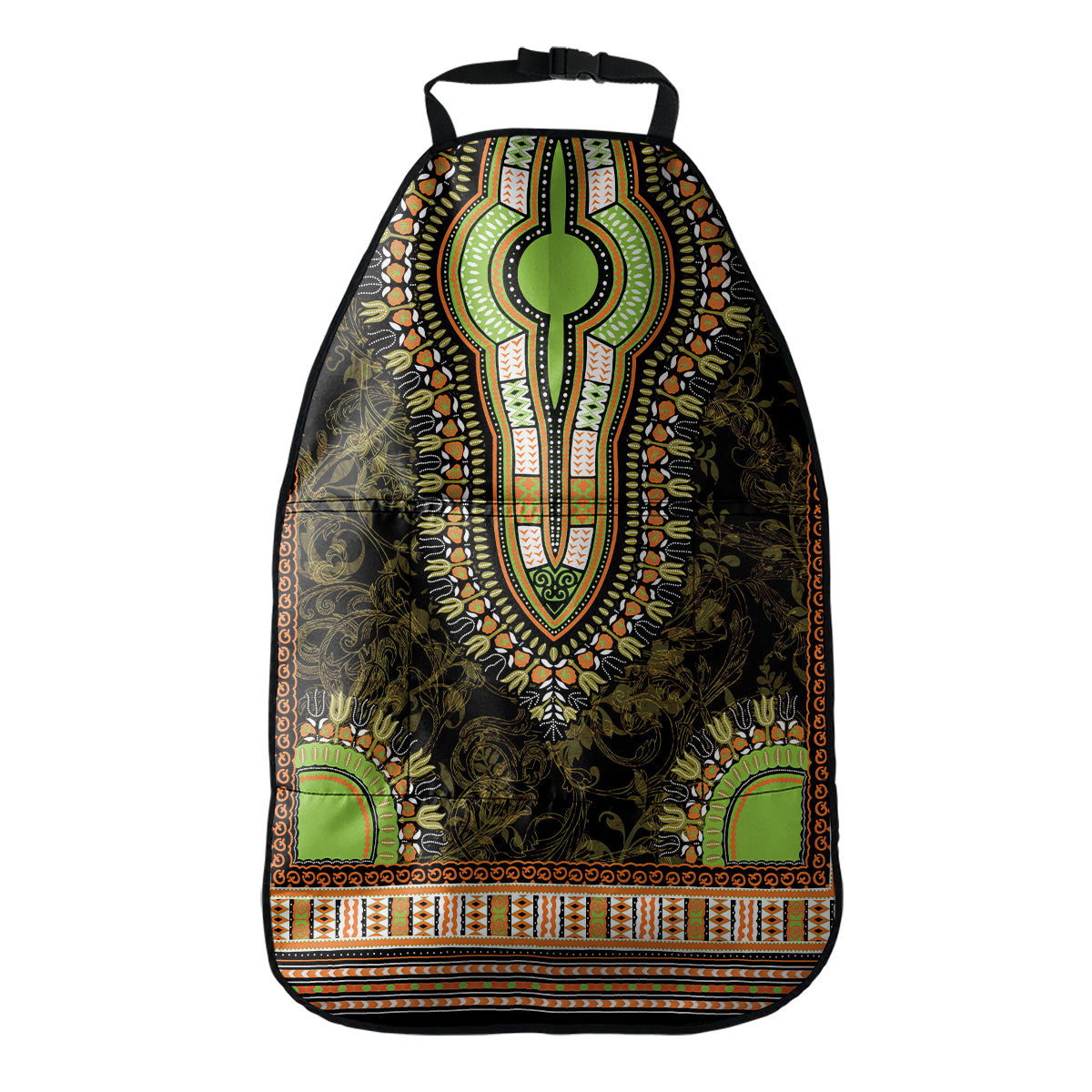 Orange And Black African Dashiki Print Car Seat Organizers