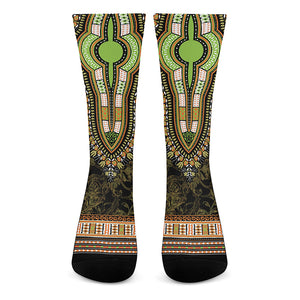 Orange And Black African Dashiki Print Crew Socks