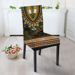 Orange And Black African Dashiki Print Dining Chair Slipcover