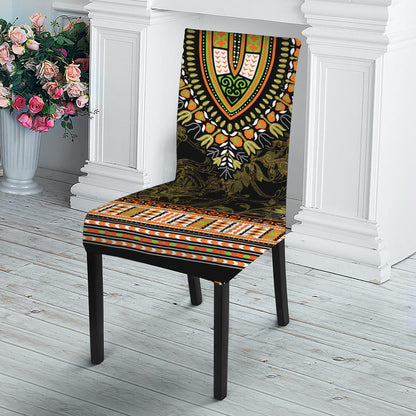Orange And Black African Dashiki Print Dining Chair Slipcover