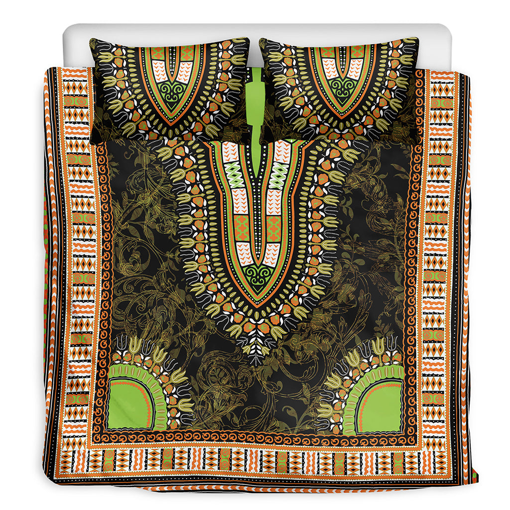 Orange And Black African Dashiki Print Duvet Cover Bedding Set