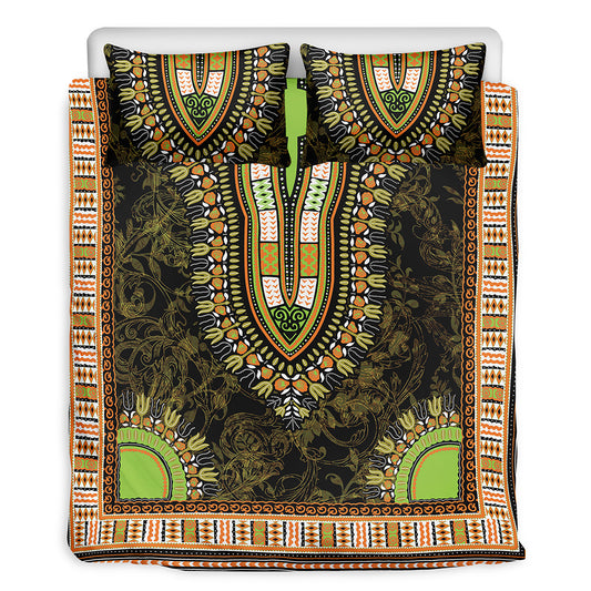 Orange And Black African Dashiki Print Duvet Cover Bedding Set
