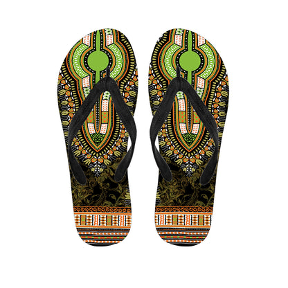 Orange And Black African Dashiki Print Flip Flops
