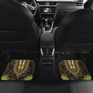 Orange And Black African Dashiki Print Front and Back Car Floor Mats