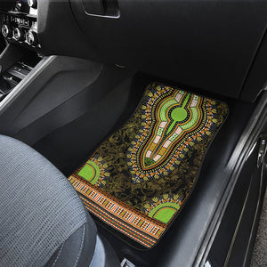 Orange And Black African Dashiki Print Front and Back Car Floor Mats