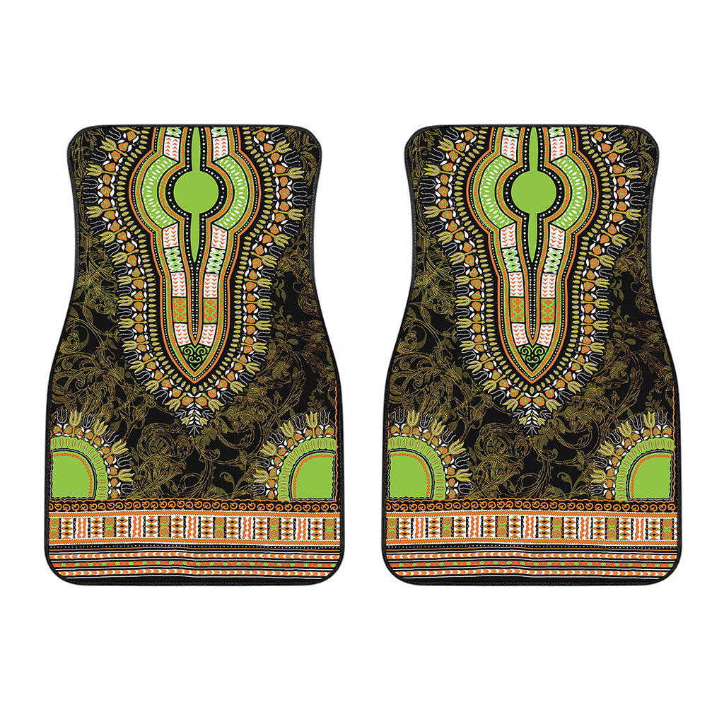 Orange And Black African Dashiki Print Front Car Floor Mats