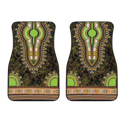 Orange And Black African Dashiki Print Front Car Floor Mats