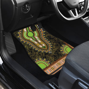 Orange And Black African Dashiki Print Front Car Floor Mats