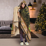 Orange And Black African Dashiki Print Hooded Blanket