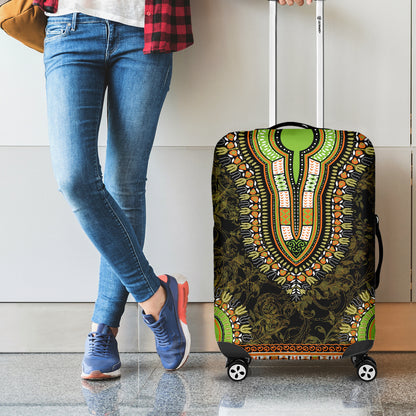 Orange And Black African Dashiki Print Luggage Cover