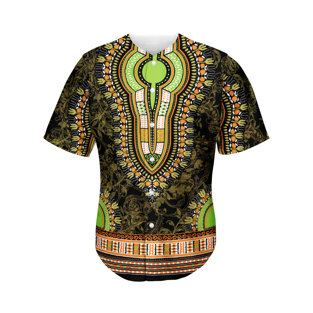 Orange And Black African Dashiki Print Men's Baseball Jersey