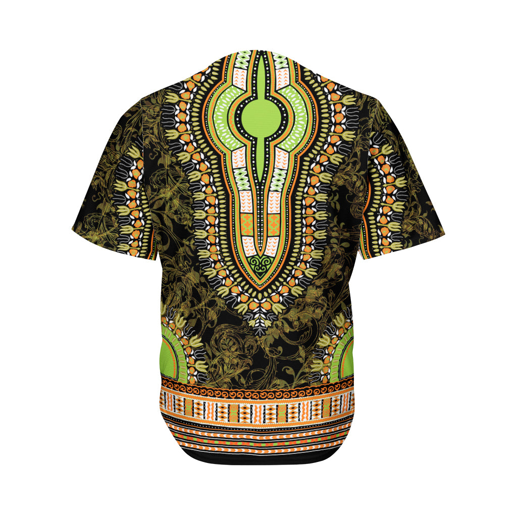 Orange And Black African Dashiki Print Men's Baseball Jersey