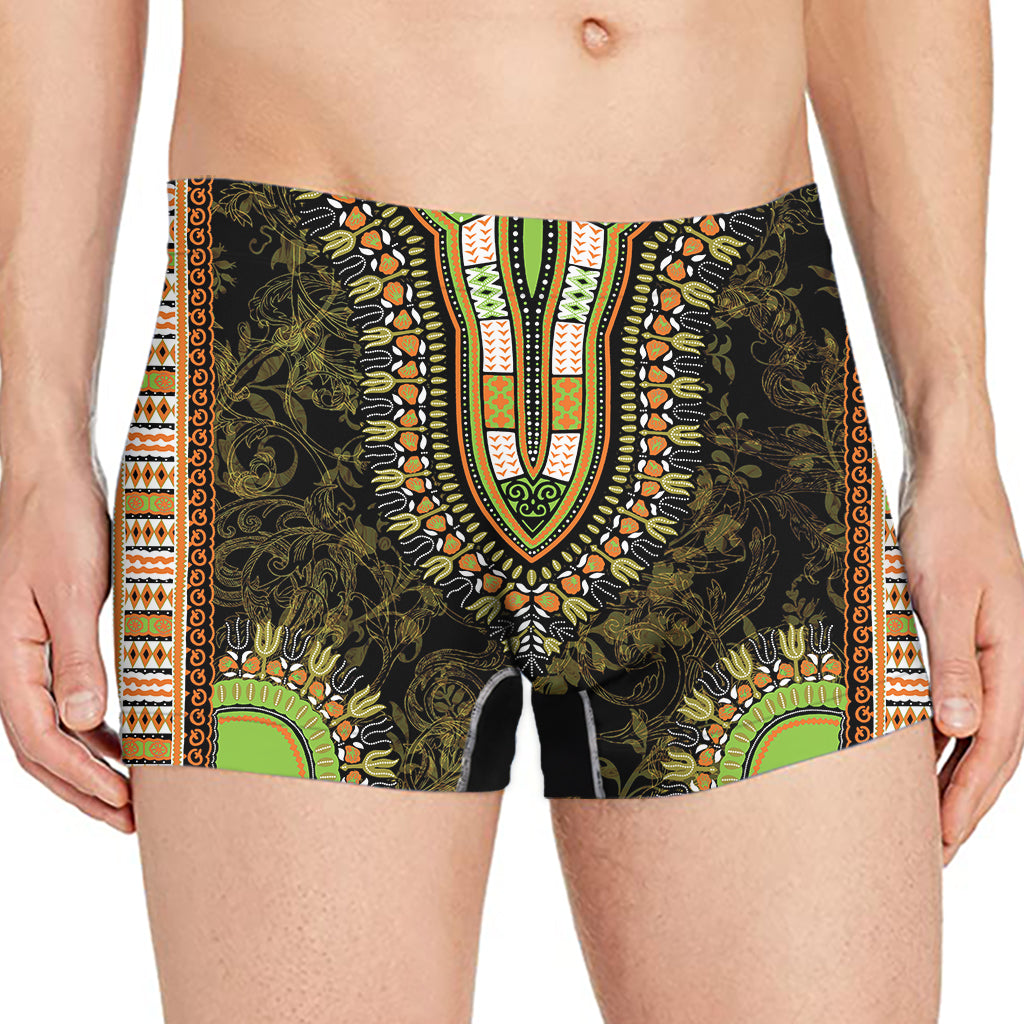 Orange And Black African Dashiki Print Men's Boxer Briefs