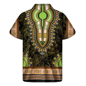 Orange And Black African Dashiki Print Men's Short Sleeve Shirt