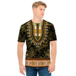 Orange And Black African Dashiki Print Men's T-Shirt