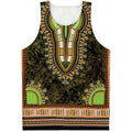 Orange And Black African Dashiki Print Men's Tank Top